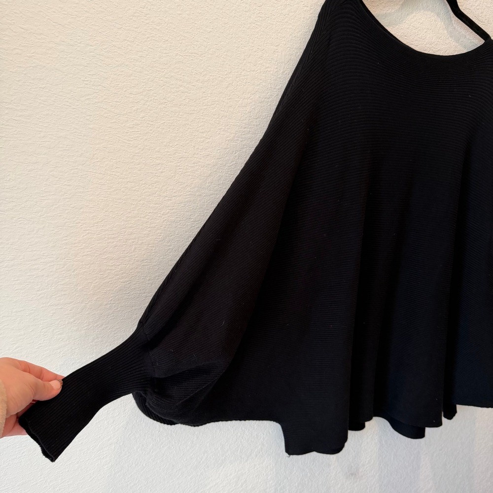 Arula Black Ribbed Knit Dolman Sleeve Sweater Boat Neck Oversized 2X 18/20 - Picture 2 of 5
